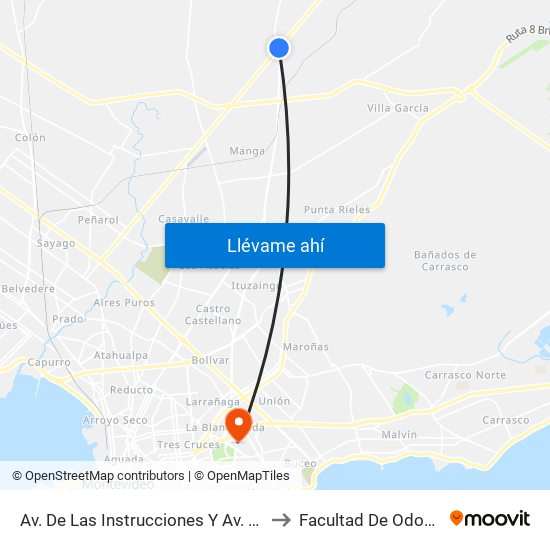 Av. De Las Instrucciones Y Av. José Belloni to Facultad De Odontología map