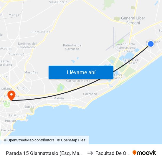 Parada 15 Giannattasio (Esq. Manuel N. Varela Cáceres) to Facultad De Odontología map