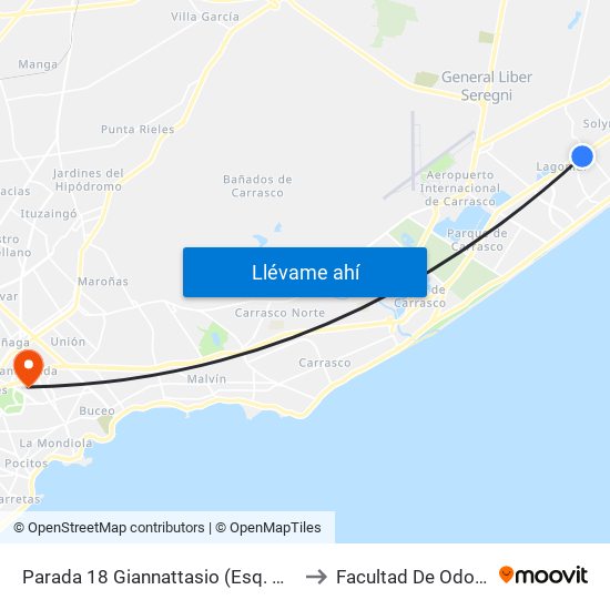 Parada 18 Giannattasio (Esq. Mar Del Plata) to Facultad De Odontología map