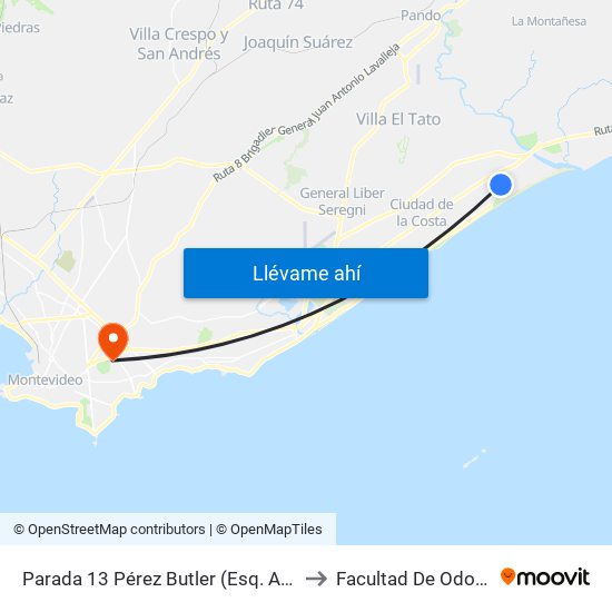 Parada 13 Pérez Butler (Esq. Av. Costanera) to Facultad De Odontología map