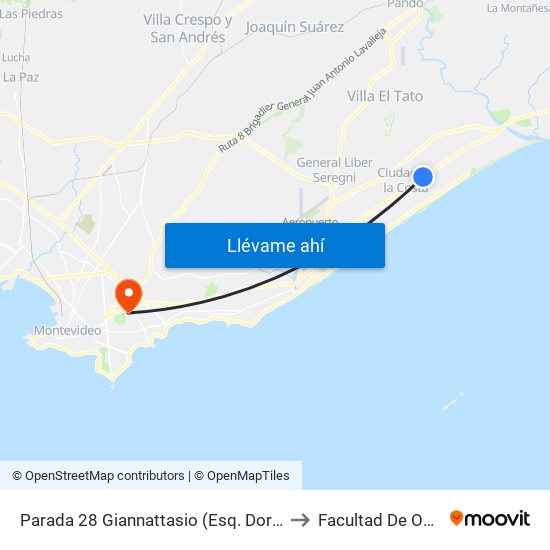Parada 28 Giannattasio (Esq. Doroteo García Lagos) to Facultad De Odontología map