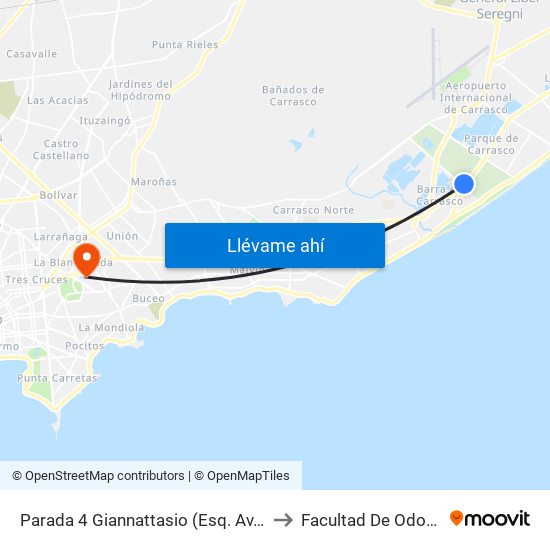 Parada 4 Giannattasio (Esq. Av. A La Playa) to Facultad De Odontología map