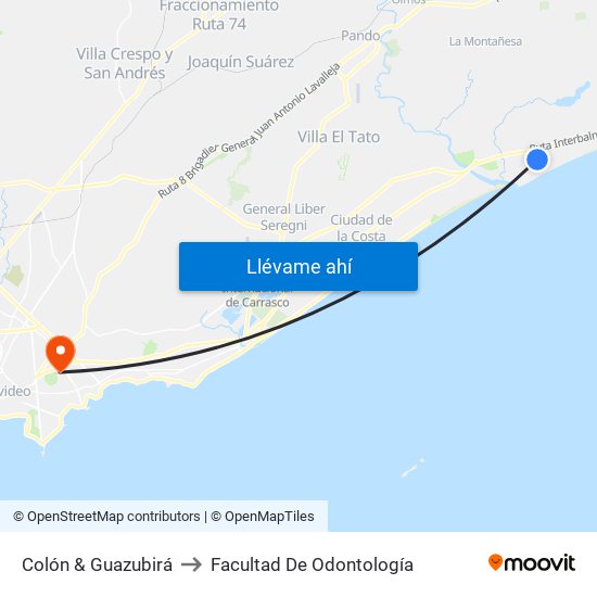 Colón & Guazubirá to Facultad De Odontología map
