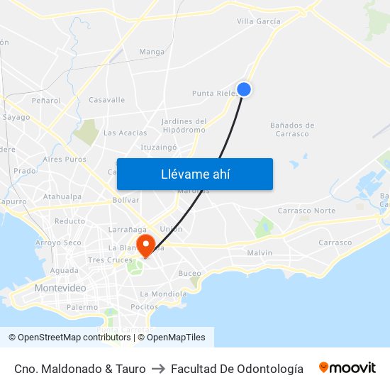 Cno. Maldonado & Tauro to Facultad De Odontología map