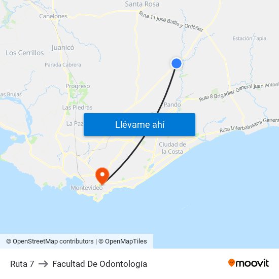 Ruta 7 to Facultad De Odontología map