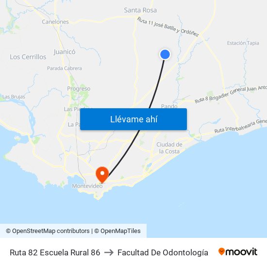 Ruta 82 Escuela Rural 86 to Facultad De Odontología map