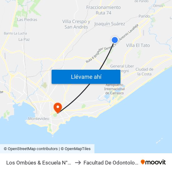 Los Ombúes & Escuela N°175 to Facultad De Odontología map