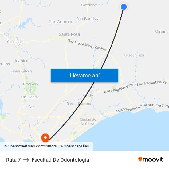 Ruta 7 to Facultad De Odontología map