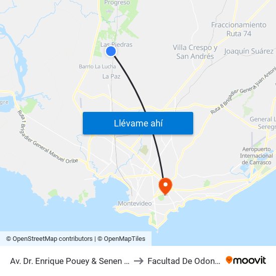 Av. Dr. Enrique Pouey & Senen Rodriguez to Facultad De Odontología map