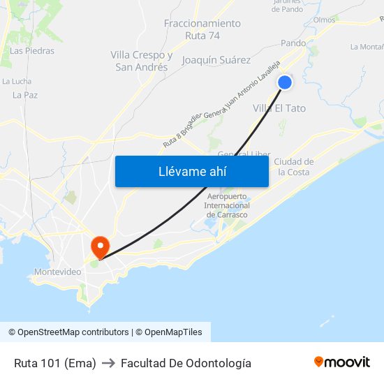 Ruta 101 (Ema) to Facultad De Odontología map