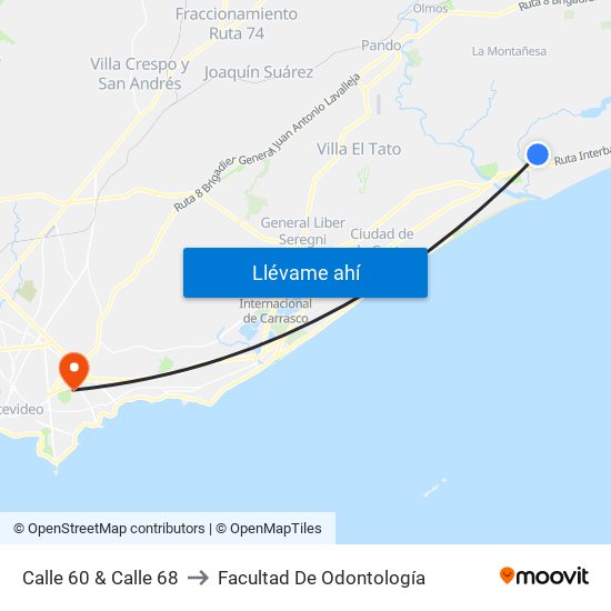 Calle 60 & Calle 68 to Facultad De Odontología map