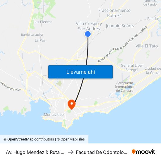 Av. Hugo Mendez & Ruta 33 to Facultad De Odontología map