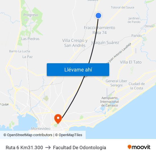 Ruta 6 Km31.300 to Facultad De Odontología map