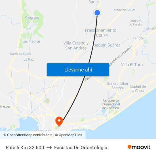 Ruta 6 Km 32.600 to Facultad De Odontología map