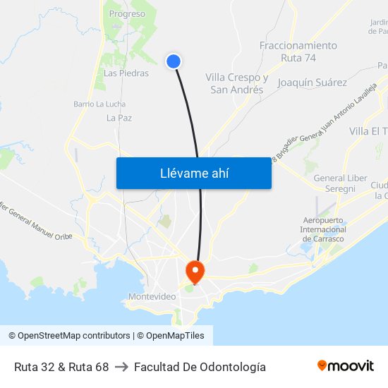 Ruta 32 & Ruta 68 to Facultad De Odontología map