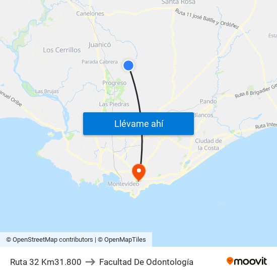 Ruta 32 Km31.800 to Facultad De Odontología map