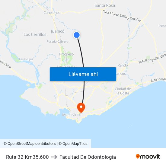Ruta 32 Km35.600 to Facultad De Odontología map