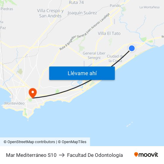 Mar Mediterráneo S10 to Facultad De Odontología map