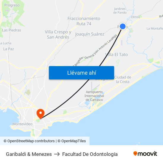 Garibaldi & Menezes to Facultad De Odontología map