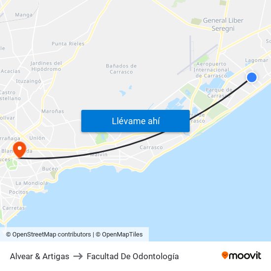 Alvear & Artigas to Facultad De Odontología map