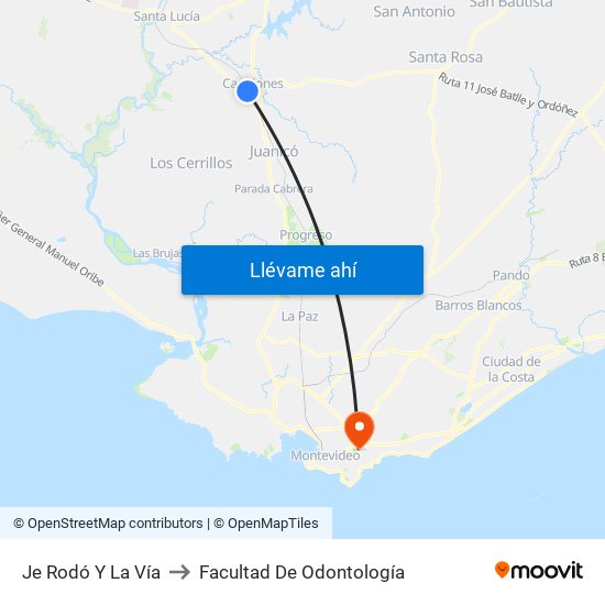 Je Rodó Y La Vía to Facultad De Odontología map