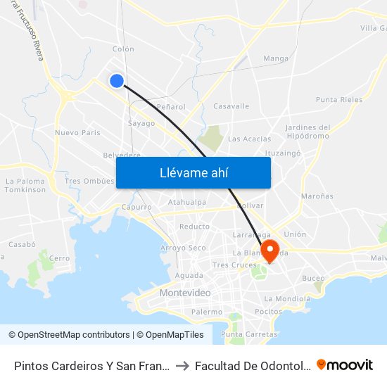 Pintos Cardeiros Y San Francisco to Facultad De Odontología map