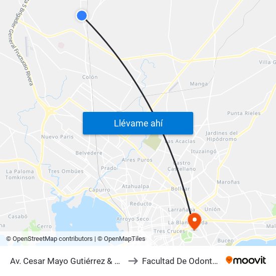 Av. Cesar Mayo Gutiérrez & Dayman to Facultad De Odontología map