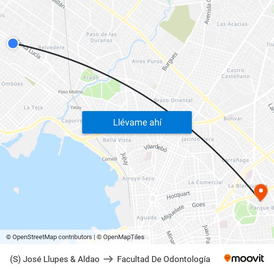 (S) José Llupes & Aldao to Facultad De Odontología map