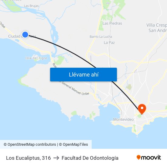 Los Eucaliptus, 316 to Facultad De Odontología map