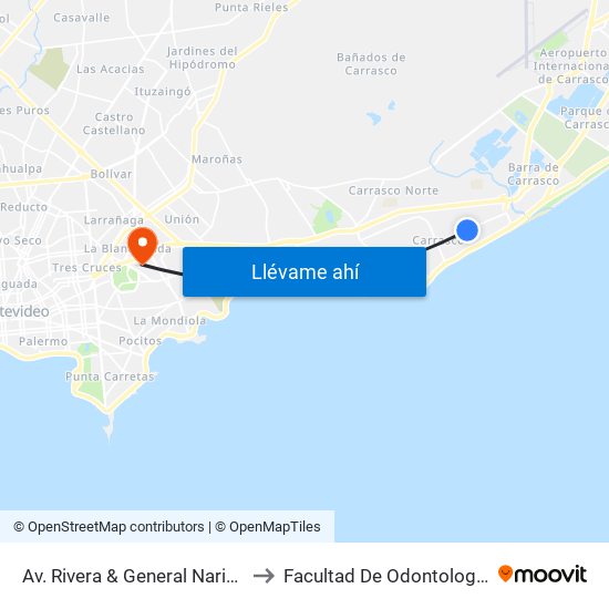 Av. Rivera & General Nariño to Facultad De Odontología map