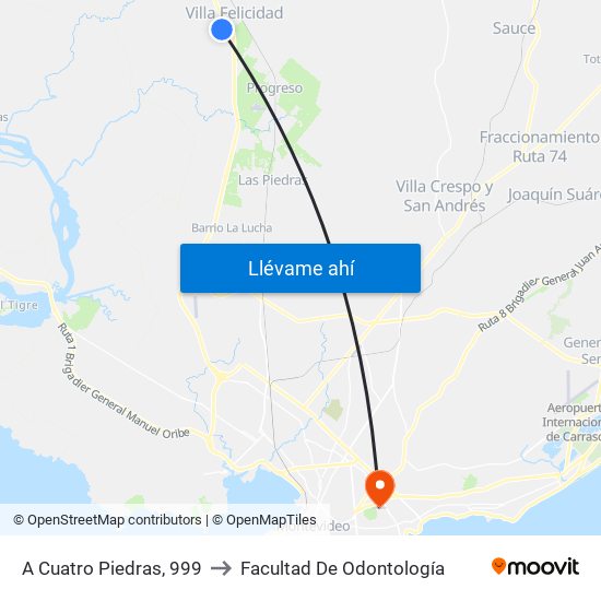 A Cuatro Piedras, 999 to Facultad De Odontología map
