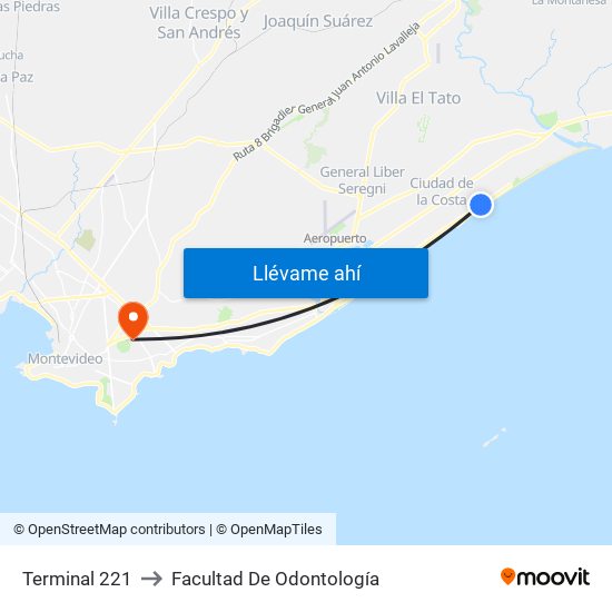 Terminal 221 to Facultad De Odontología map