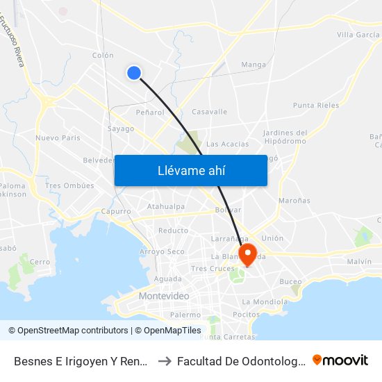 Besnes E Irigoyen Y Renoir to Facultad De Odontología map