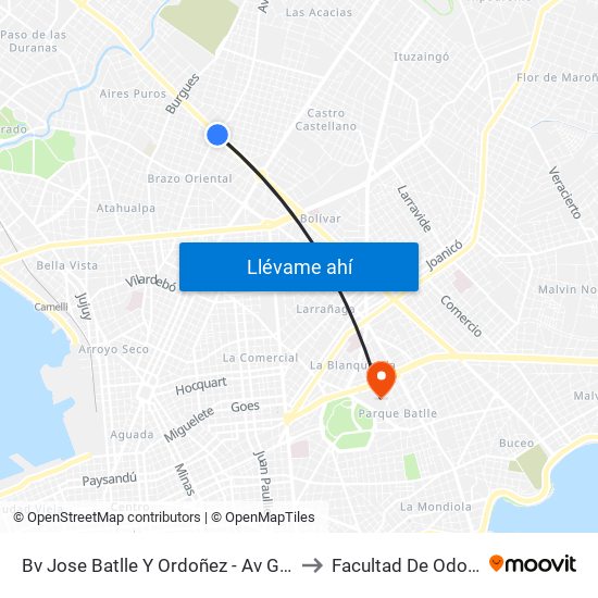 Bv Jose Batlle Y Ordoñez - Av Gral San Martin to Facultad De Odontología map