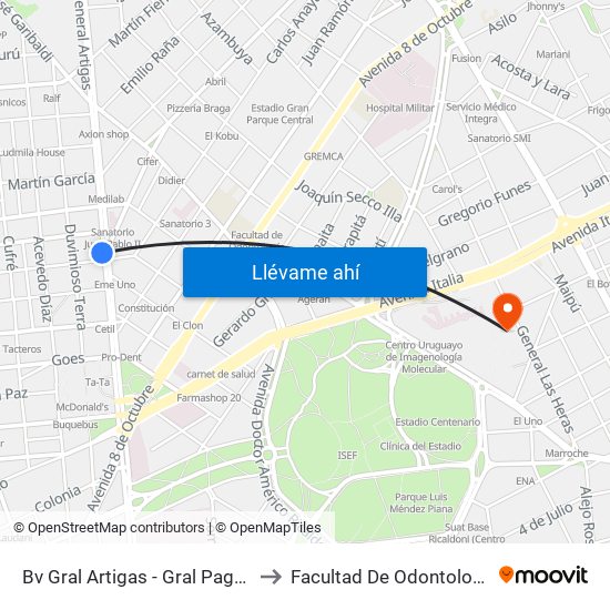 Bv Gral Artigas - Gral Pagola to Facultad De Odontología map