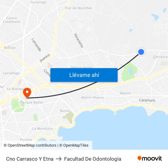 Cno Carrasco Y Etna to Facultad De Odontología map