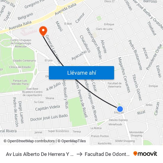 Av Luis Alberto De Herrera Y Horacio to Facultad De Odontología map