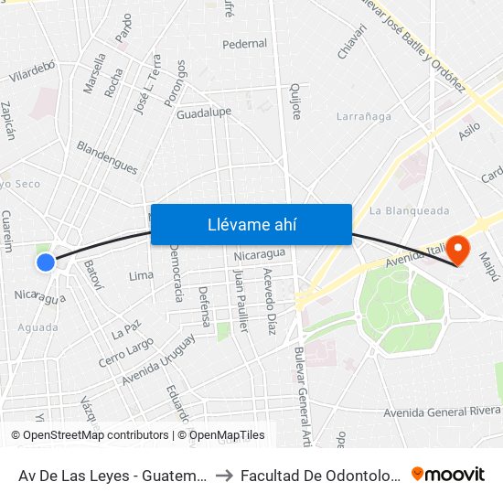 Av De Las Leyes - Guatemala to Facultad De Odontología map