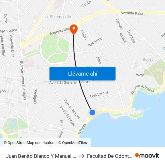 Juan Benito Blanco Y Manuel V Pagola to Facultad De Odontología map