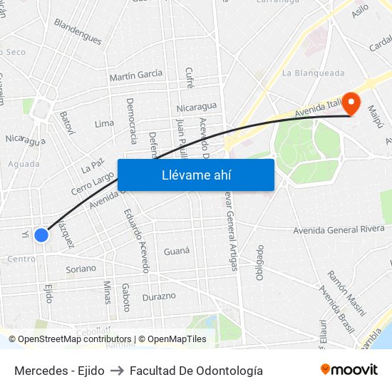 Mercedes - Ejido to Facultad De Odontología map