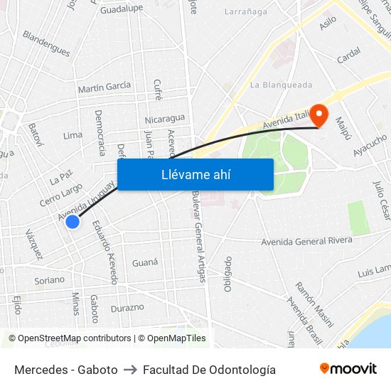 Mercedes - Gaboto to Facultad De Odontología map
