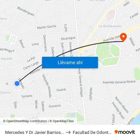 Mercedes Y Dr Javier Barrios Amorin to Facultad De Odontología map