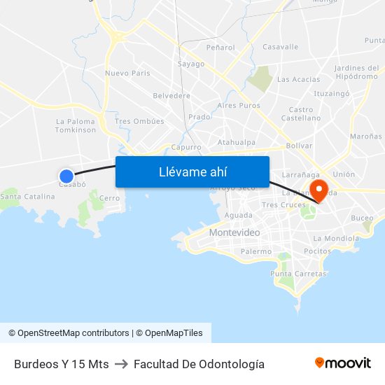 Burdeos Y 15 Mts to Facultad De Odontología map