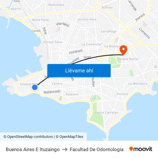 Buenos Aires E Ituzaingo to Facultad De Odontología map