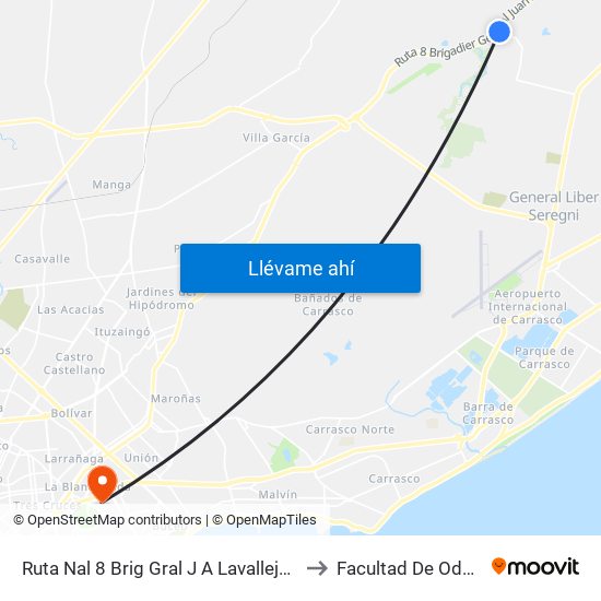 Ruta Nal 8 Brig Gral J A Lavalleja  Y Los Aromos to Facultad De Odontología map