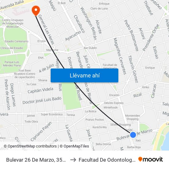 Bulevar 26 De Marzo, 3540 to Facultad De Odontología map