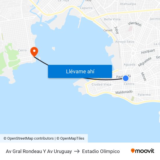 Av Gral Rondeau Y Av Uruguay to Estadio Olímpico map