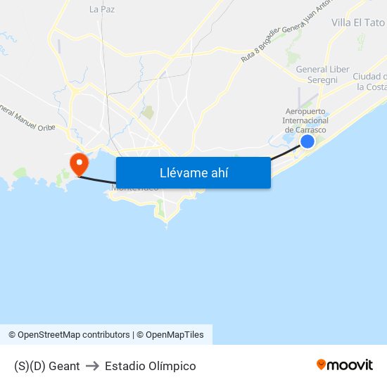 (S)(D) Geant to Estadio Olímpico map