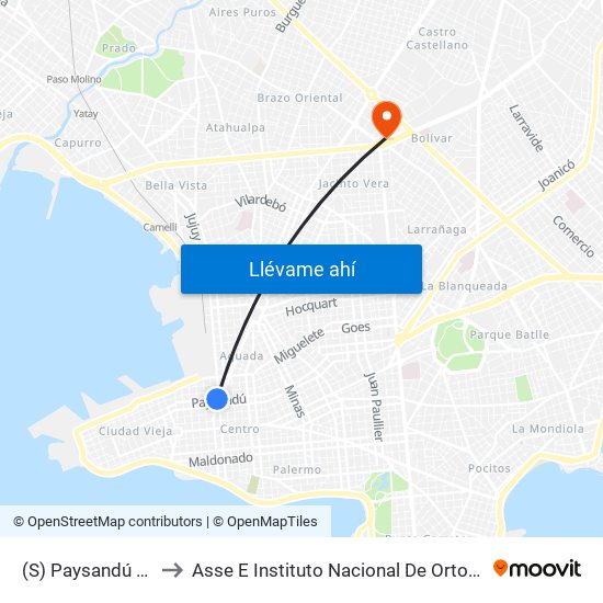 (S) Paysandú & Paraguay to Asse E Instituto Nacional De Ortopedia Y Traumatología map