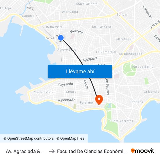Av. Agraciada & García Morales to Facultad De Ciencias Económicas Y De Administración map